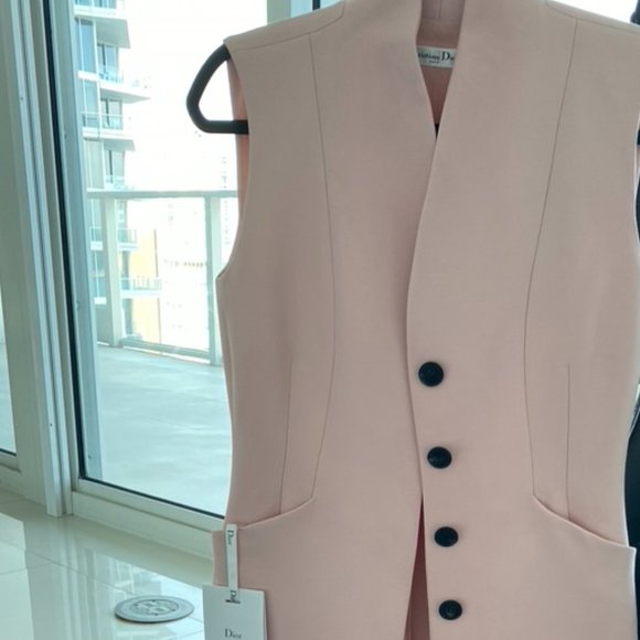 NWT NEW Christian Dior Button Down Pink Dress / Vest Size 40 - Picture 2 of 7
